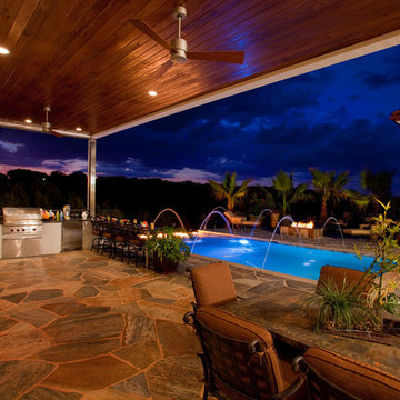 Infinity Edge Pool With Fire Feature