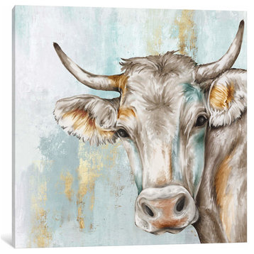 Headstrong Cow by Eva Watts Canvas Print, 12"x12"x0.75"