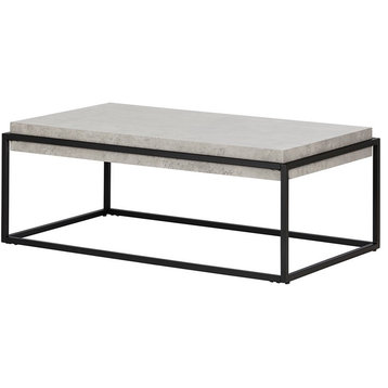 South Shore Mezzy 44" Coffee Table in Concrete Gray and Black