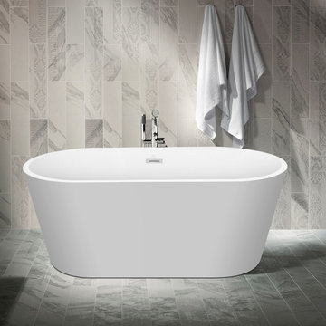 60-inx 30-in Freestanding Soaking Acrylic Bathtub,White