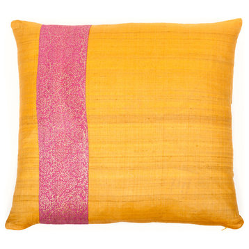 Trendsage Desi Silk Pillow, Orange