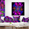 Ideal Fractal Flower Digital Art in Purple Floral Throw Pillow, 18"x18"