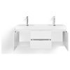Boutique Bath Vanity, High Gloss White, 60", Double Sink, Wall Mount