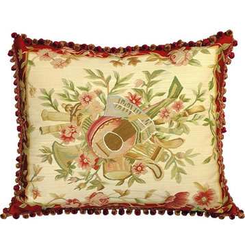Throw Pillow Music 28x24 24x28 Cream Maroon Red Down Feather Insert