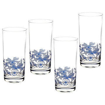 Spode Blue Italian Set of 4 Highball Glasses