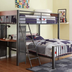 HOMELEGANCE B2008TF-1 DIVISION LIGHT GRAPHITE TWIN FULL LOFT BED - Bunk Beds