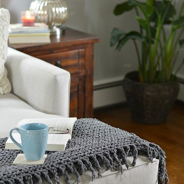 1970's Boston Colonial Gets Woven Wood Shades