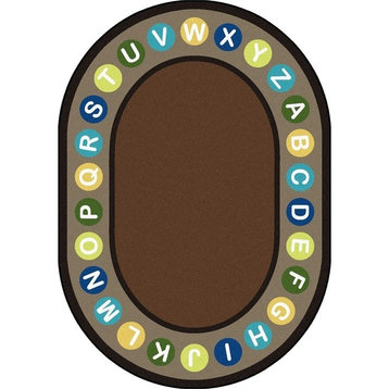 Kid Essentials, Early Childhood Alphabet Spots Rug, Earthtone, 7'8"X10'9" Oval