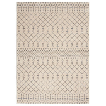 Royal Moroccan Abstract, Distressed Beige/Grey 5'3" x 7'3" Area Rug