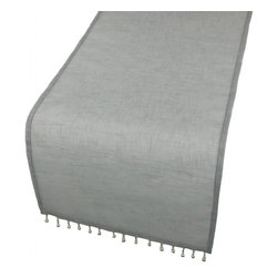 Xia Home Fashions - Beaded Sheer 15"x108" Table Runner, Silver - Table Runners