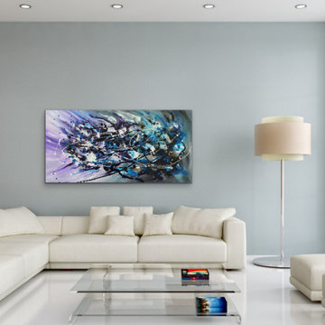large purple blue art Modern Contemporary Paintings for Family Room