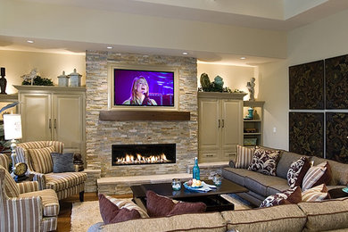 Example of a classic family room design in Portland