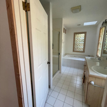 Bathroom Remodel; Huge Blue Tiles; Luxury shower and tub