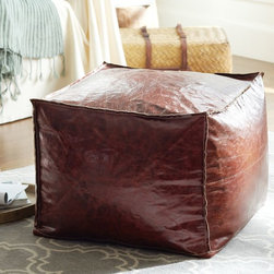 Leather Cube Pillow - Footstools And Ottomans