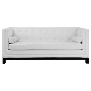 Modern Contemporary Sofa, White Leather