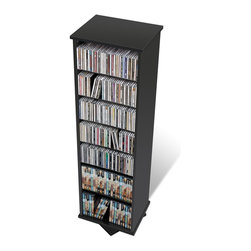 Prepac Two Sided Spinning Tower in Black - Media Racks And Towers