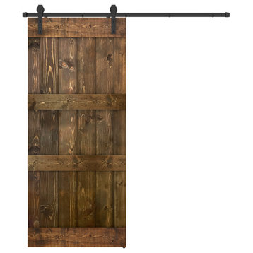 Solid Wood Barn Door, Made in USA, Hardware Kit, DIY, Dark Brown, 36x84"