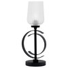 1-Light Table Lamp, Matte Black Finish, 5" Clear Textured Glass