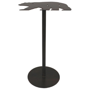 Burnt Sienna Iron Drink Table With Bear