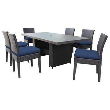 Barbados Rectangular Outdoor Patio Dining Table With 6 Armless Chairs