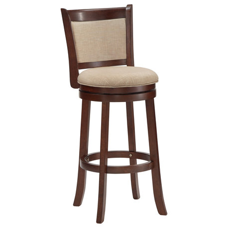 Alfred Hill Cushion Back Swivel Stool, Beige Linen, 29" Bar