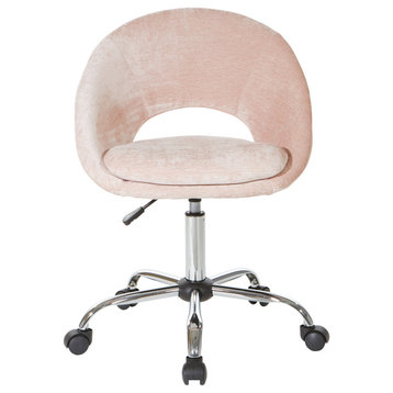 Milo Office Chair, Royal Velvet Fabric With Chrome Base, Blush