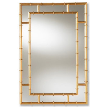 Bowery Hill Decorative Bamboo Wall Mirror in Gold