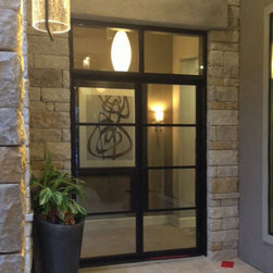Modern Iron Door with Square Transom - Front Doors