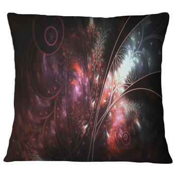 Dark Alien Digital Art Fractal Flower Floral Throw Pillow, 16"x16"