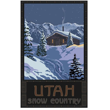 Paul A. Lanquist Utah Snow Country Winter Mountain Cabin Art Print, 30"x45"