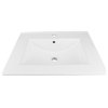 Bathroom Drop-In Sink White Rectangle with Single Faucet Hole and Overflow