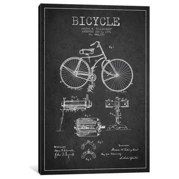 "Bike Charcoal Patent Blueprint" by Aged Pixel, 18"x12"x1.5"
