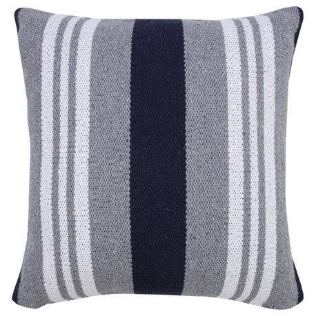 Classic Coastal Club Navy Double Striped 20" x 20" Throw Pillow