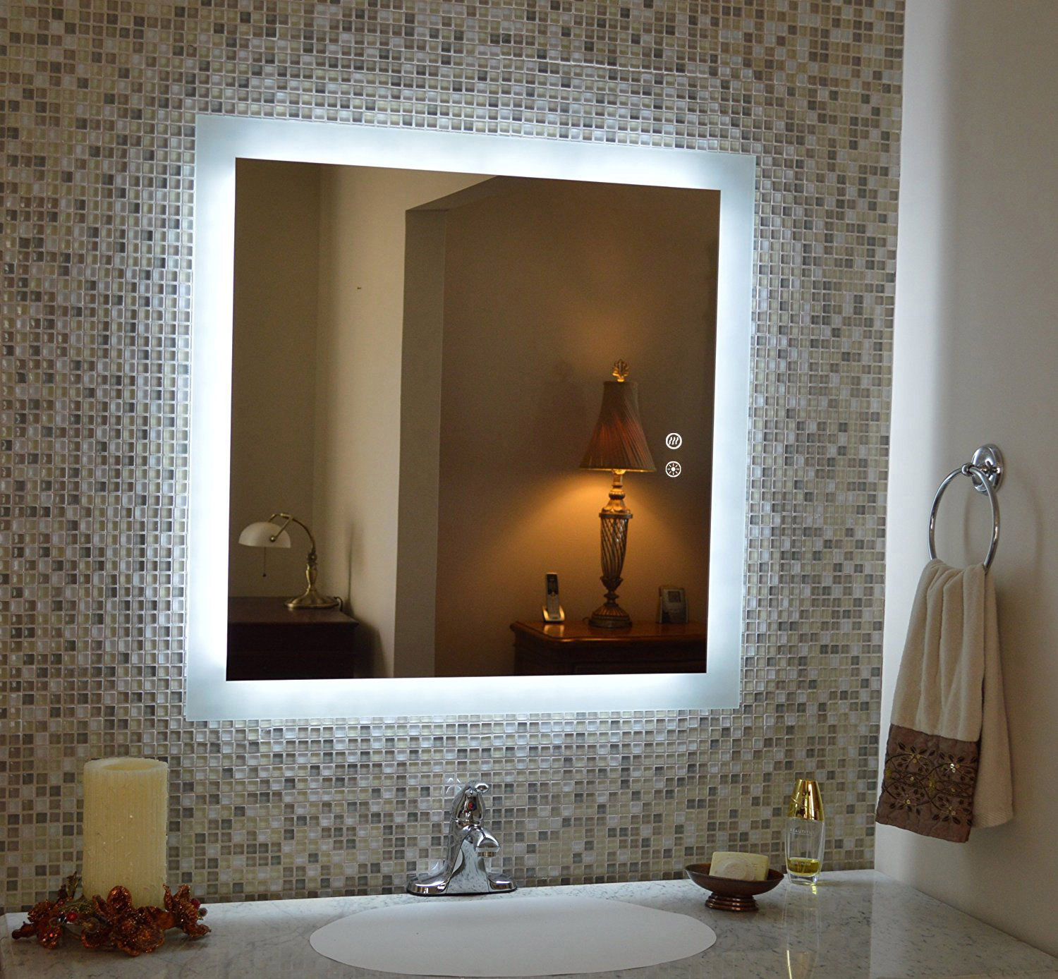 Luminous Dimmable LED Mirror with Defogger, 30"x36"x1.75"