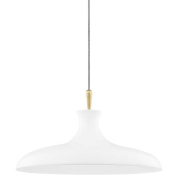 Mitzi Cassidy 1-Light 21" Pendant, Aged Brass/Soft Off White, H421701L-AGB-WH