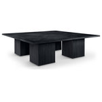 Meridian Furniture - Belinda Solid Wood Dining Table, Black, 108" W X 108" D, 4 Tables - Even the smallest, most intimate dinner feels like an event when you're seated at this Belinda black modular dining table. Crafted with a solid wood base and a black finish oak wood veneer MDF top, its square top with fluted base exudes contemporary charm. The table top's thickness and natural wood grain variations add unique character, ensuring each piece is one-of-a-kind. Modular to create infinite configurations, it blends functionality with style for memorable dining experiences in any space.