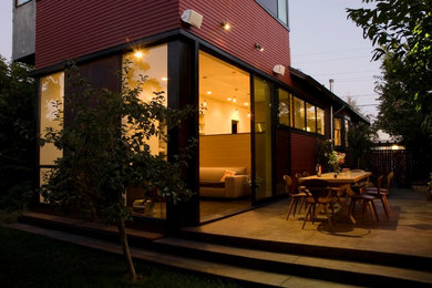Design ideas for a small industrial backyard deck in San Francisco.