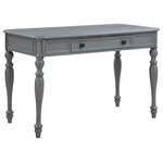 OSP Home Furnishings - Country Meadows 48" Desk Plantation Gray - Create a home office that is both functional and beautiful thanks to heirloom styling. A large full extending drawer provides ample space for all of your office accessories. Crafted of solid wood and wood veneers, this versatile desk elevates any environment with premium extras like hand-rubbed lacquer finish that accentuates its elegant edge profile and turned leg detailing. Designate that essential quiet space for homework, organizing bills or building the perfect PowerPoint presentation and keep cords tame with desktop cable management.  Our 48" desk offers a generously sized work surface while working well with space-saving configurations.