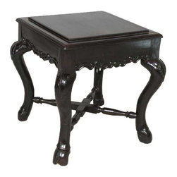 Small Indian Goan Square Rosewood Side Table / Stool - Side Tables And End Tables