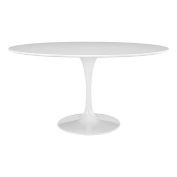 Lippa 60" Oval-Shaped Wood Top Dining Table, White