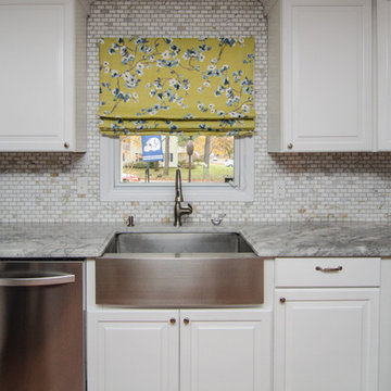 Super White Quartzite with Calcatta Gold Tile
