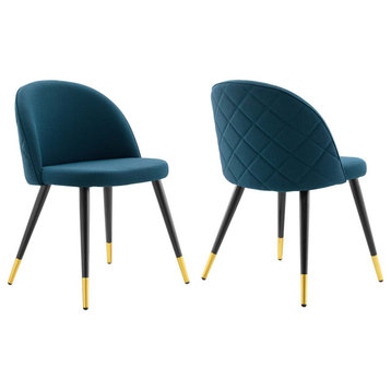 Cordial Upholstered Fabric Dining Chairs Set of 2, Azure
