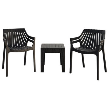 Chauncey Chairs and Trillia Table Set, Black