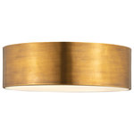 Z-Lite - Harley Three Light Flush Mount, Rubbed Brass - Inspiring with an easy casual feel the Harley modern three-light flushmount ceiling light delivers simple elegance with a hint of industrial design elements. A simple ring silhouette forms its drum shade made of warm rubbed brass finish steel creating a versatile fixture for a low-key but tasteful look in a kitchen dining space or living area.