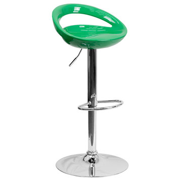 Flash Furniture Contemporary Green Plastic Adjustable H Bar Stool