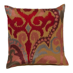 Red and Bone Square Pillow by Surya - Decorative Pillows
