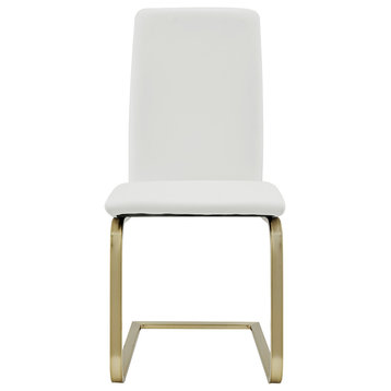 Cinzia Side Chair, White/Gold