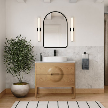 The Ethel Bathroom Vanity, Oak, 36", Single Sink, Freestanding