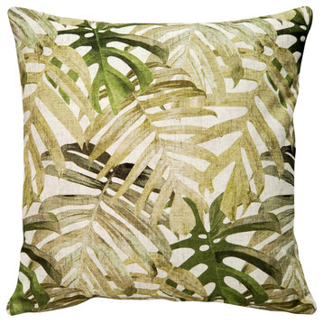 Pattaya Green Palm Throw Pillow 20x20, with Polyfill Insert