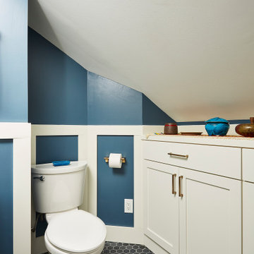 Bold in Blue Bungalow Owners Bathroom